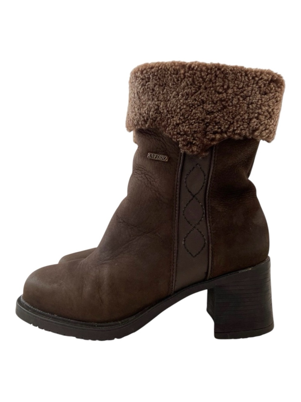 Anfibio Brown Leather Winter Boots Shearling Lined Canada Women’s EU 37 block he